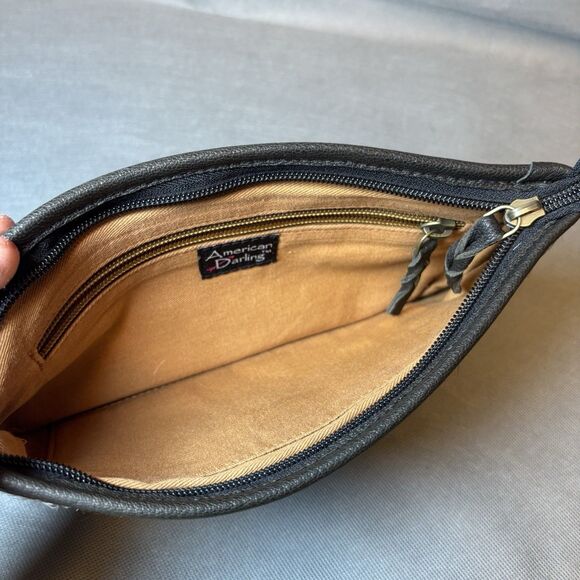 AD American Darling Cowhide Leather Large Wristlet w/Strap Western Clutch/Wallet - Picture 5 of 8